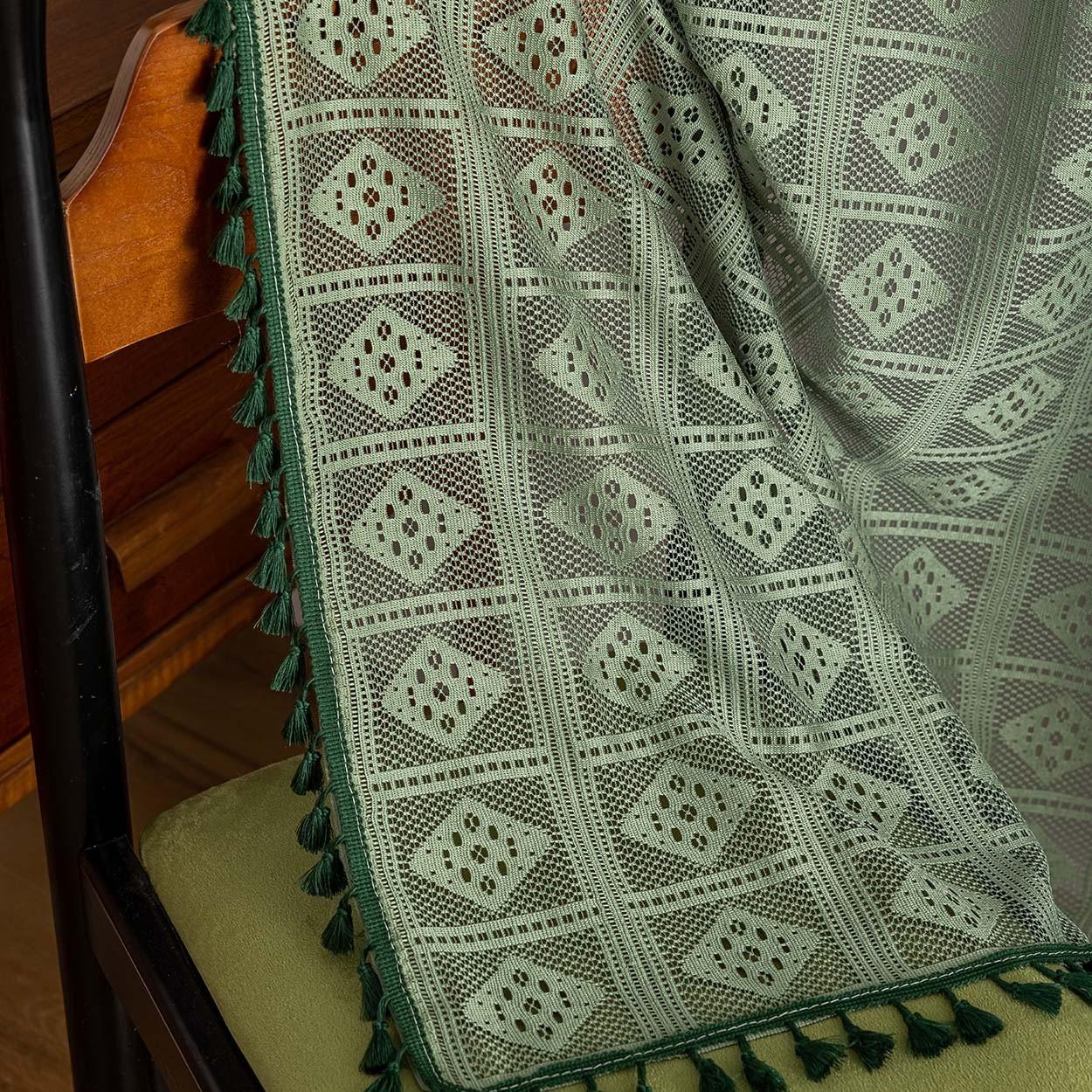 1panel Shibori Pattern Curtain, Fringe Edge Decoration, Rod Pocket Design, Bedroom Balcony Floor-To-Ceiling Window Curtains, Fresh Home Decor