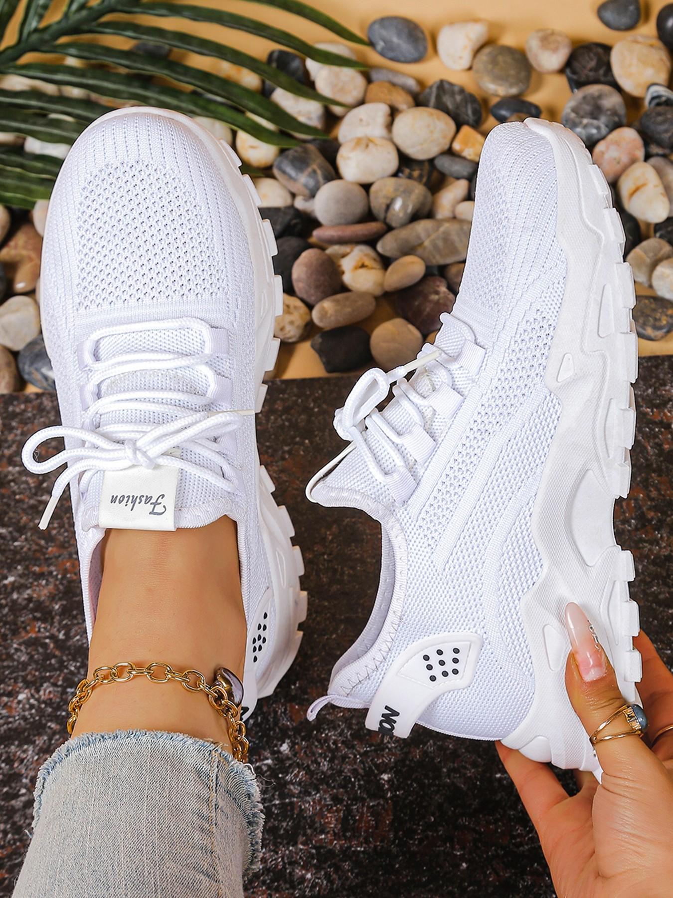Comfortable Large size Women's white shoes  summer mesh lace sneakers, low-top Breathable running shoes | travel and vacation leisure
