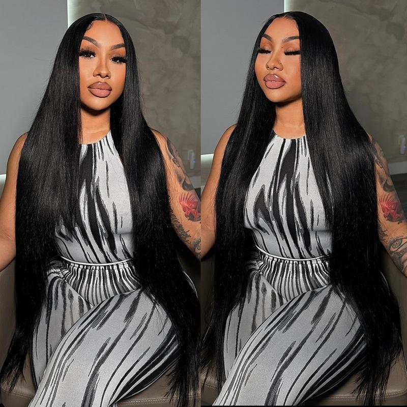 Yawawe Hair 28/30inch 13x6 Lace Frontal Wigs human hair 7x5 Wear Go Glueless Straight lace front human hair wig For Women Medium Size Cap Pre-plucked Pre-bleached Transparent Lace Wigs With Baby Hair Customizable