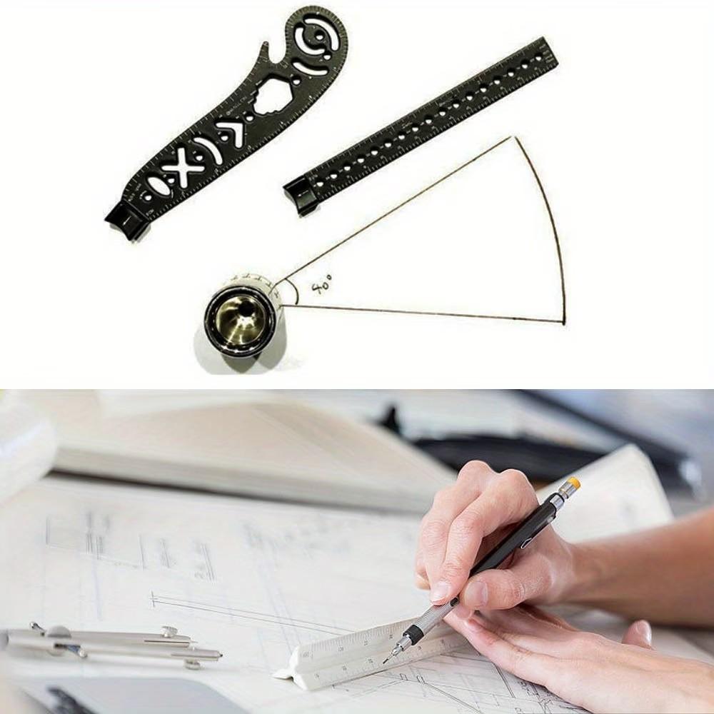 Dual Function Magnetic 360° Rotating Compass Ruler, Durable Precision Tool for Tech Drawing, Archi-Drafting, Ergo-Grip Design