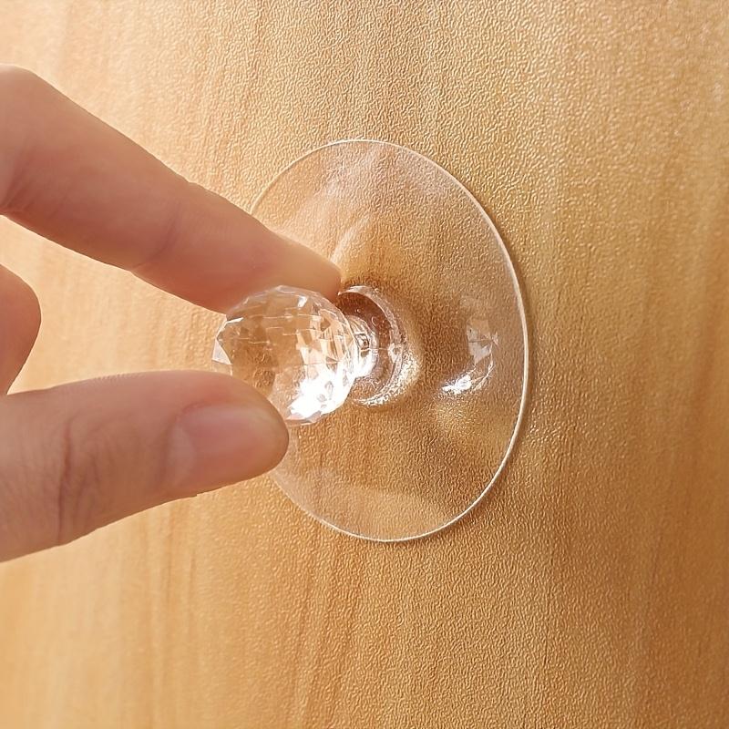 6pcs transparent glass self-adhesive crystal handles, decorative furniture hardware with hooks, for home and kitchen cabinets