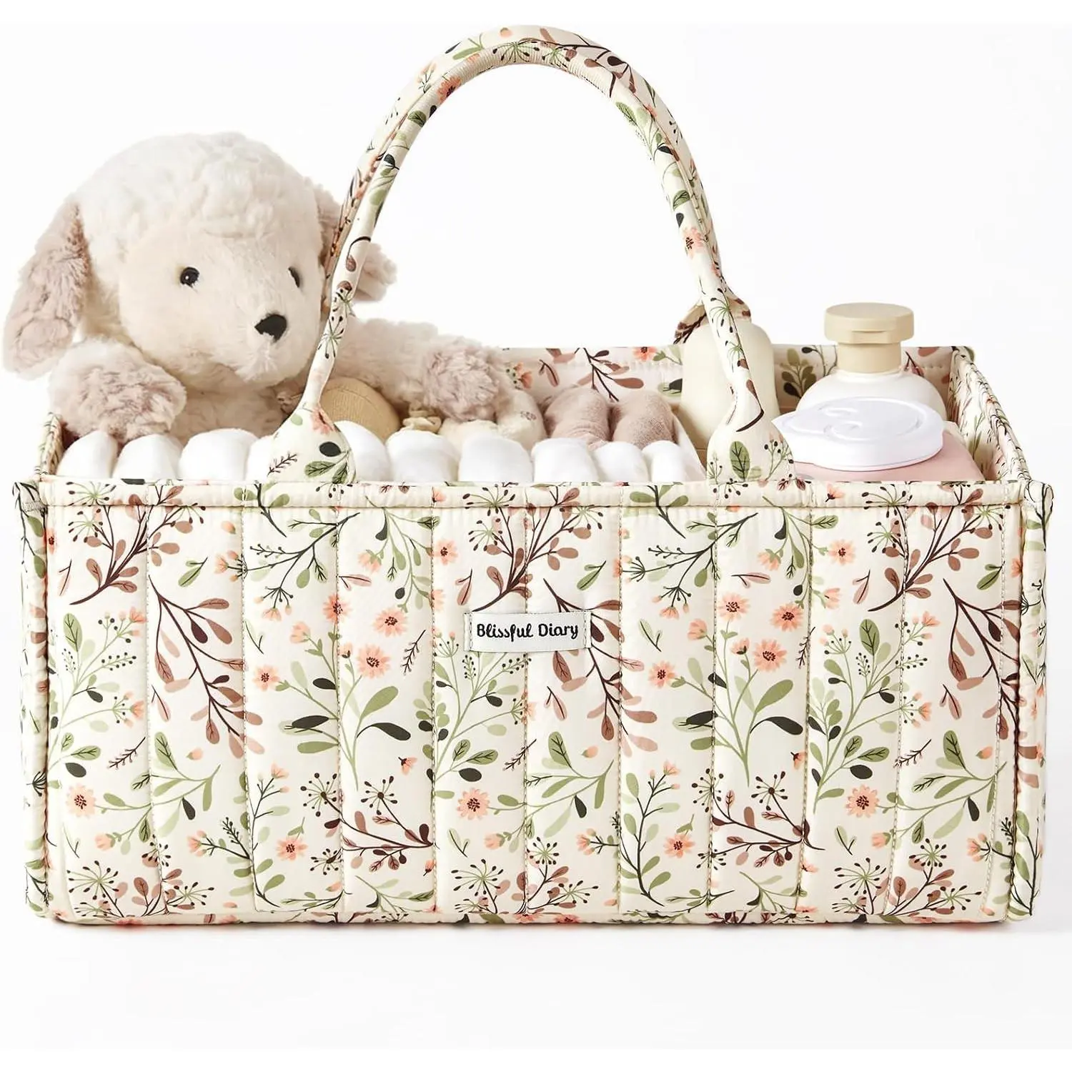 Floral Diaper Caddy Organizer, Stylish Nursery Storage Basket, Diaper Bag,Gift for Baby Shower, Baby Registry Must Have, Newborn Essentials, Pastoral Daisy