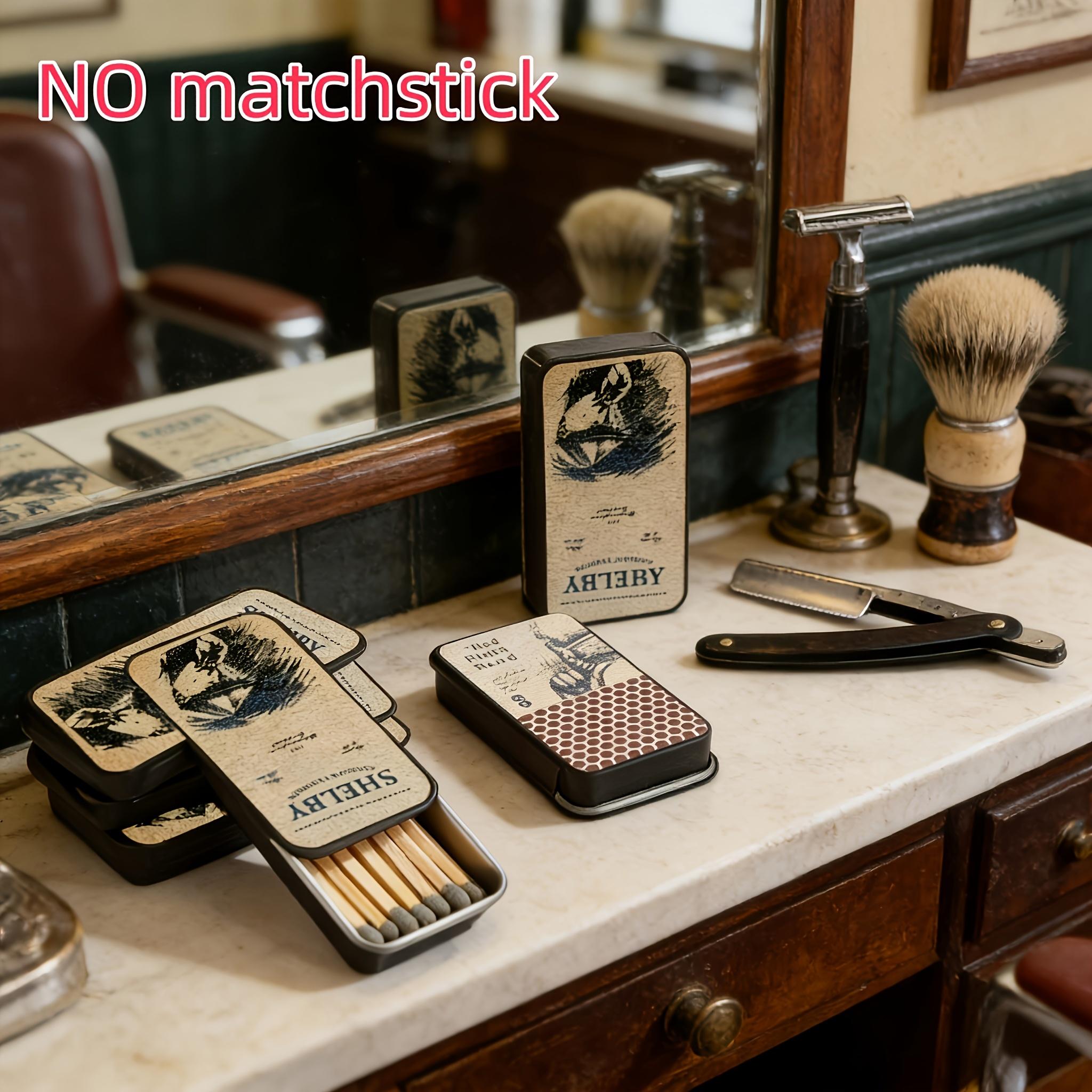 Vintage Retro Tin Matchbox - Thickened Tinplate, Strong and Moisture-Proof - Reusable - Retro Prints Filled with Nostalgic Charm - Smooth Sliding Lid - One Swipe Lights a Fire - Also a Decorative Item for the Desk - Excellent for Collecting