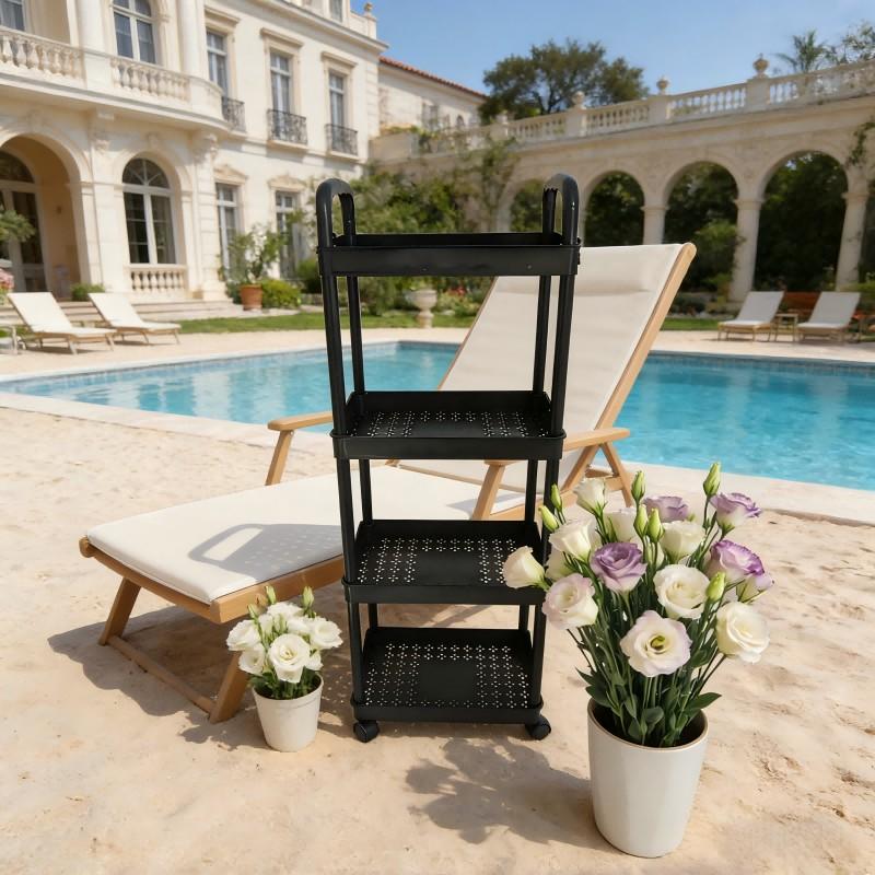 4-Tier Multi-Functional Cart, Durable Plastic, 360° Swivel Wheels, Bathroom, Bedroom, Kitchen Organizer, or, Space-Saving