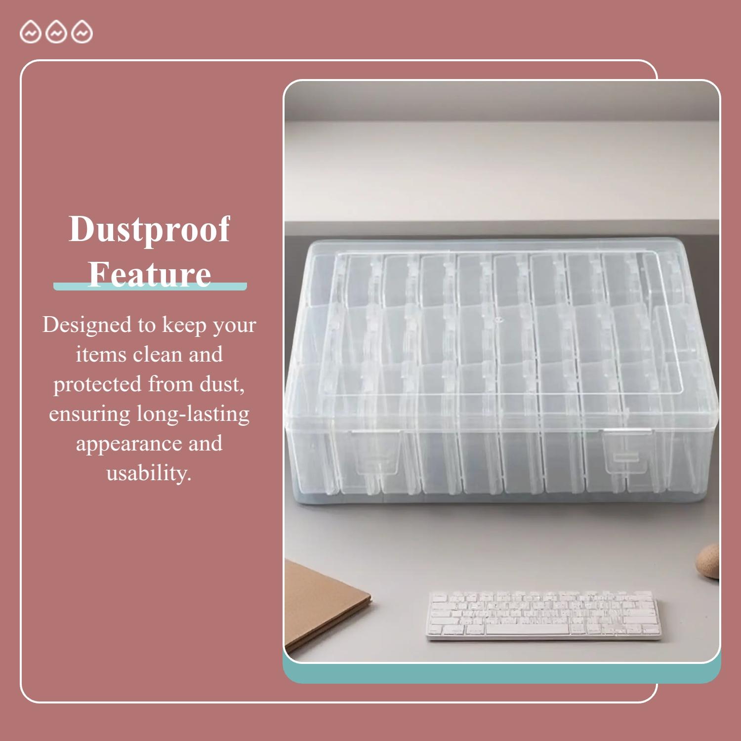 Transparent Plastic Storage Box, 30 Grid Small Square Case, Bead Accessories Organizer, Bead Storage Containers, Nail Jewelry Decorations Holder, Miscellaneous Set, Compartment