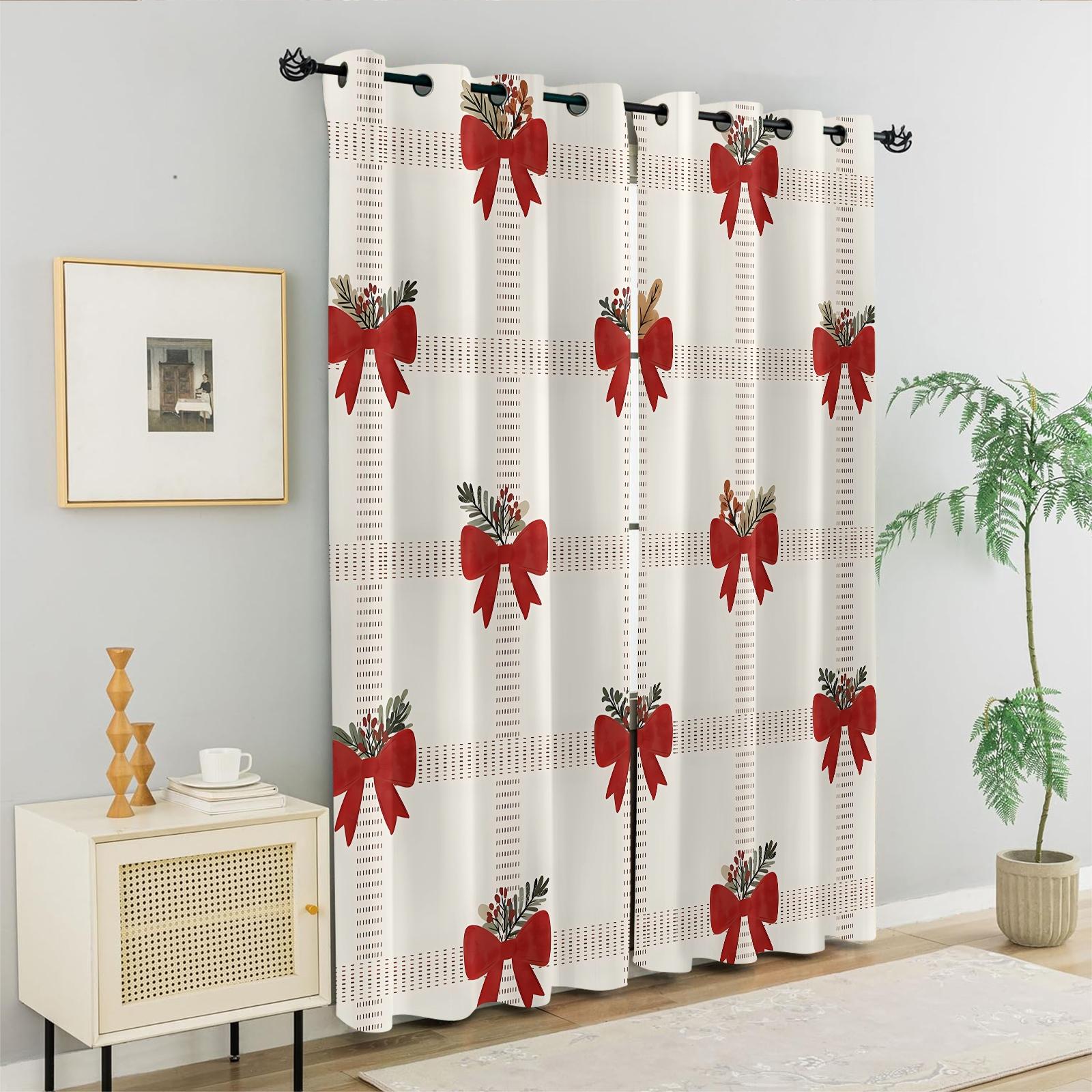 2Pcs Cute Bow Knot 80% Blackout Curtains, Fresh Pastel Ribbon Design Curtains for Bedroom & Living Room, Warm Gift for Teen Girls and Women