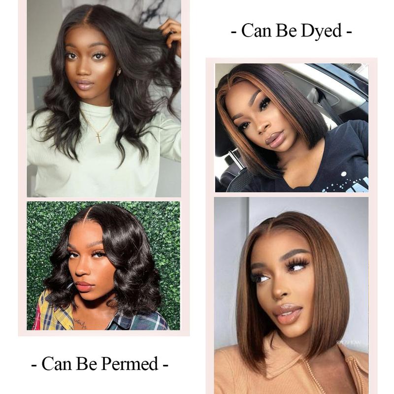 VIPbeauty Straight V Part Bob Wig Human Hair Glueless No Leave Out Upgraded U Part Wig For Women 10-16 Inch Short Human Hair Brazilian Raw Hair 1B Natural Black Color 150%