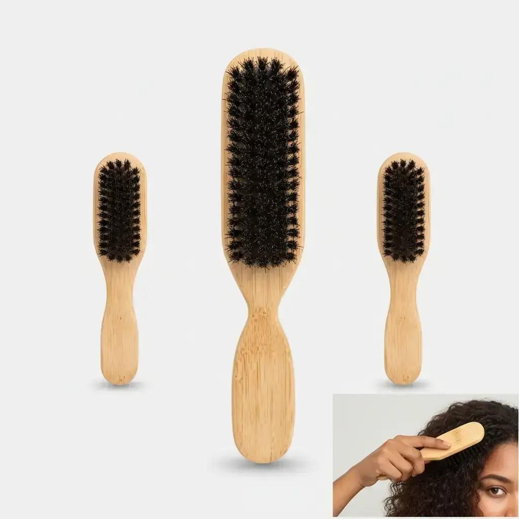 Bamboo Handle Hair Brush with Soft Bristles, Elegant Design for Styling, Smooths and Straightens Hair, Gentle Detangler, Unisex Use
