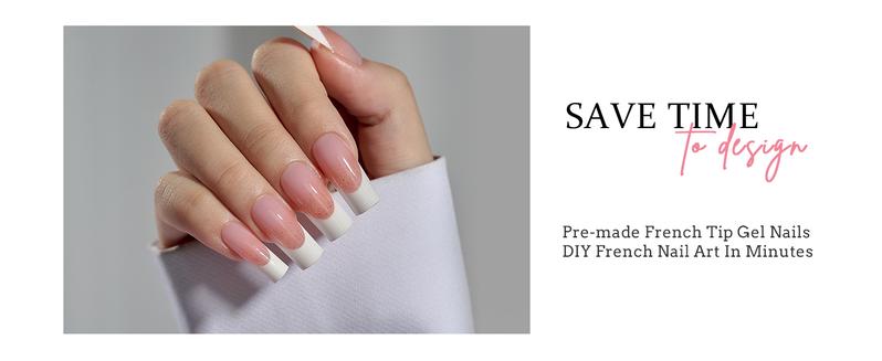 BTArtboxnails XCOATTIPS French Tips - 150pcs Pink Press On Nails Square or Almond or Coffin, Pink Long Fake Nails, Soak Off Soft Gel Acrylic Nail Extensions Outdoorfun Beauty Products