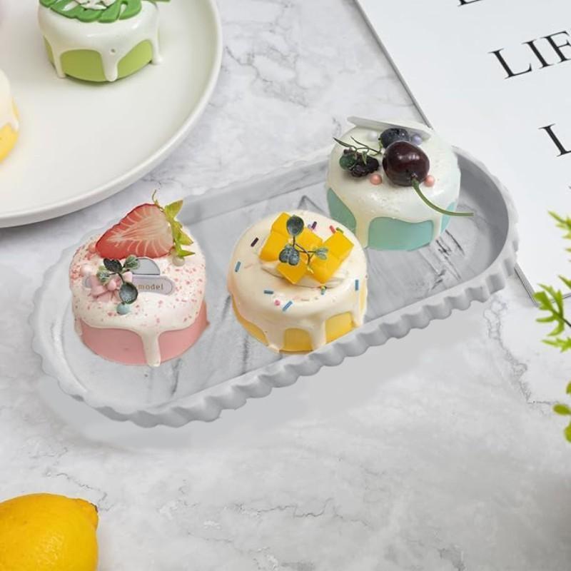 Modern Wavy Edge Smooth Decorative Tray, minimalist curved organizer tray for bathroom countertop, living room decor and kitchen storage, aesthetic home accessory for candles jewelry perfumes and tabletop organization