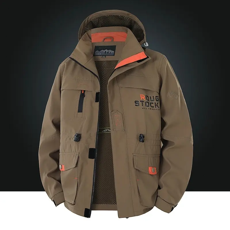 Men's Retro Hooded Full Zip Utility Cargo Jacket Thermal Fleece Lined Windbreaker Coat Daily Apparel Clothes Wear Outfit Style cozy soft cool clean chic premium classic stylish durable trendy comfy urban hype Vibe Tops Outerwear Jackets Coat