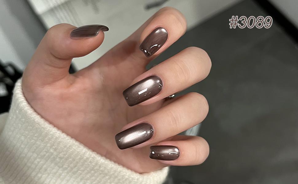 GAOY Maple Twilight Glitter Cat Eye Polish Set with Magnet, 6 Retro Maillard Sparkling Shades, Crystal Holographic Nail Art, Long Lasting Gel for Home & Salon Manicure