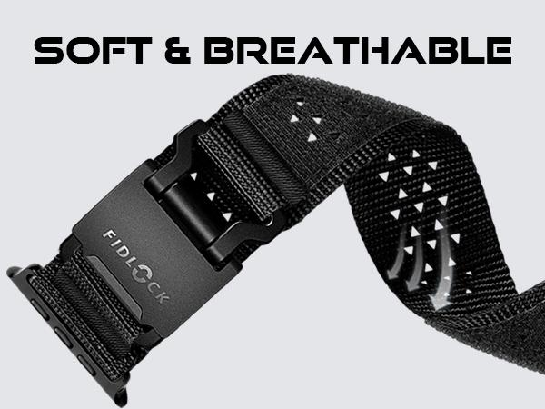 R-Nylon with FIDLOCK Magnetic Buckle Compatible with iWatch Ultra/Ultra 2 Band 49mm for Men, Tactical Breathable Strap for iWatch Series 10 46mm, 9/8/7 45mm, SE/6/5/4 44mm, 3/2/1 42mm Wearable