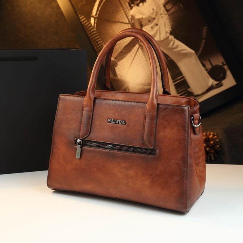 Vintage Tannery Craft Embossed Handbag, Traditional Floral Pressed Large Capacity Commuter Bag, Mom Style Shoulder Crossbody Bag