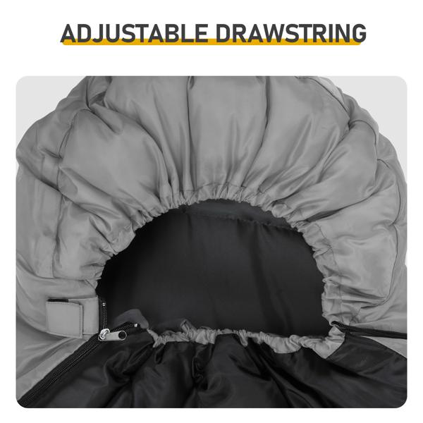 Lightweight Sleeping Bag for Backpacking, Hiking, Waterproof Compact Envelope Sleeping Bag for Cold & Warm Weather, Gray