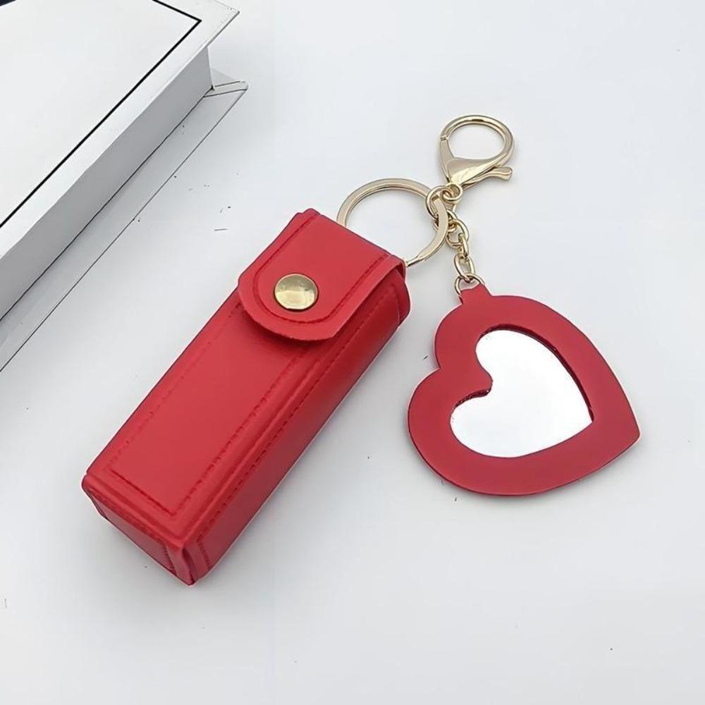 Mini Makeup Bag with Small Mirror, Portable Lipstick Case, Cute Keychain Pendant, Travel Cosmetic Pouch for Girls On-the-Go