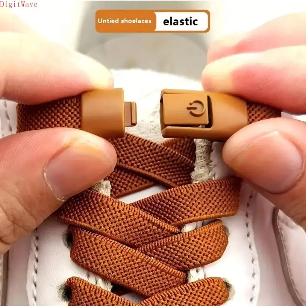 Adjustable No-Tie Elastic Athleisure Shoelaces Set with Metal Lock Tips & Buckle - 39.4in Lightweight 1-Size Elastic Laces for Sneakers, Sports Shoe Accessory for Men & Women, Outdoor Use, Footwear, One Size