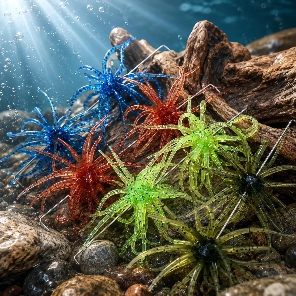 Bionic Sea Urchin Soft Fishing Lure Set, Floating Biomimetic Soft Plastic Bait With Lifelike Action For Bass And Predator Fish, Freshwater And Saltwater Fishing Tackle For Lake, River And Inshore Fishing, Durable Finesse Lure For Anglers