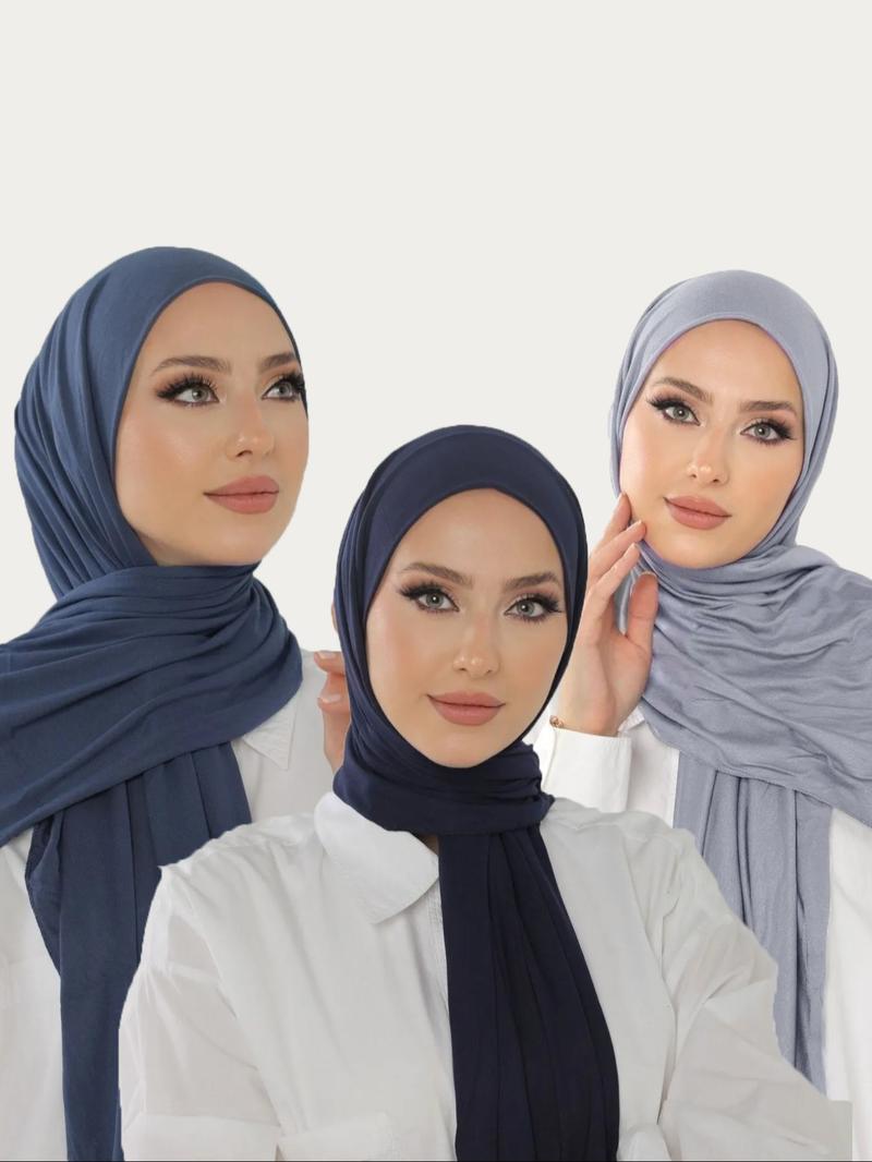 Women's Solid Color Khimar, Soft Comfortable Breathable Hijab for Daily Wear, Fashionable Casual Modern Muslim Clothing for Women