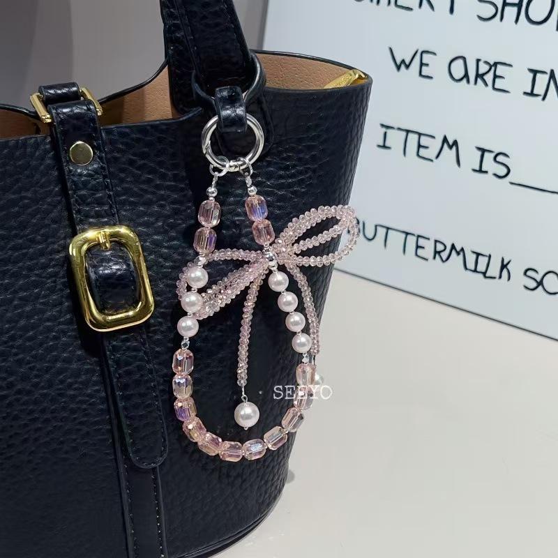 Women's Luxury Crystal Beaded Smartphone Strap - Multi-Functional Card-Ready Mobile Accessory with Tether Tab, Hands-Free Wristlet, Keychain & Protection Feature, Shiny, Accessories, Installation, Metal, Lobster Clasp, Charm, Lanyard, Custom Tether Tab, D