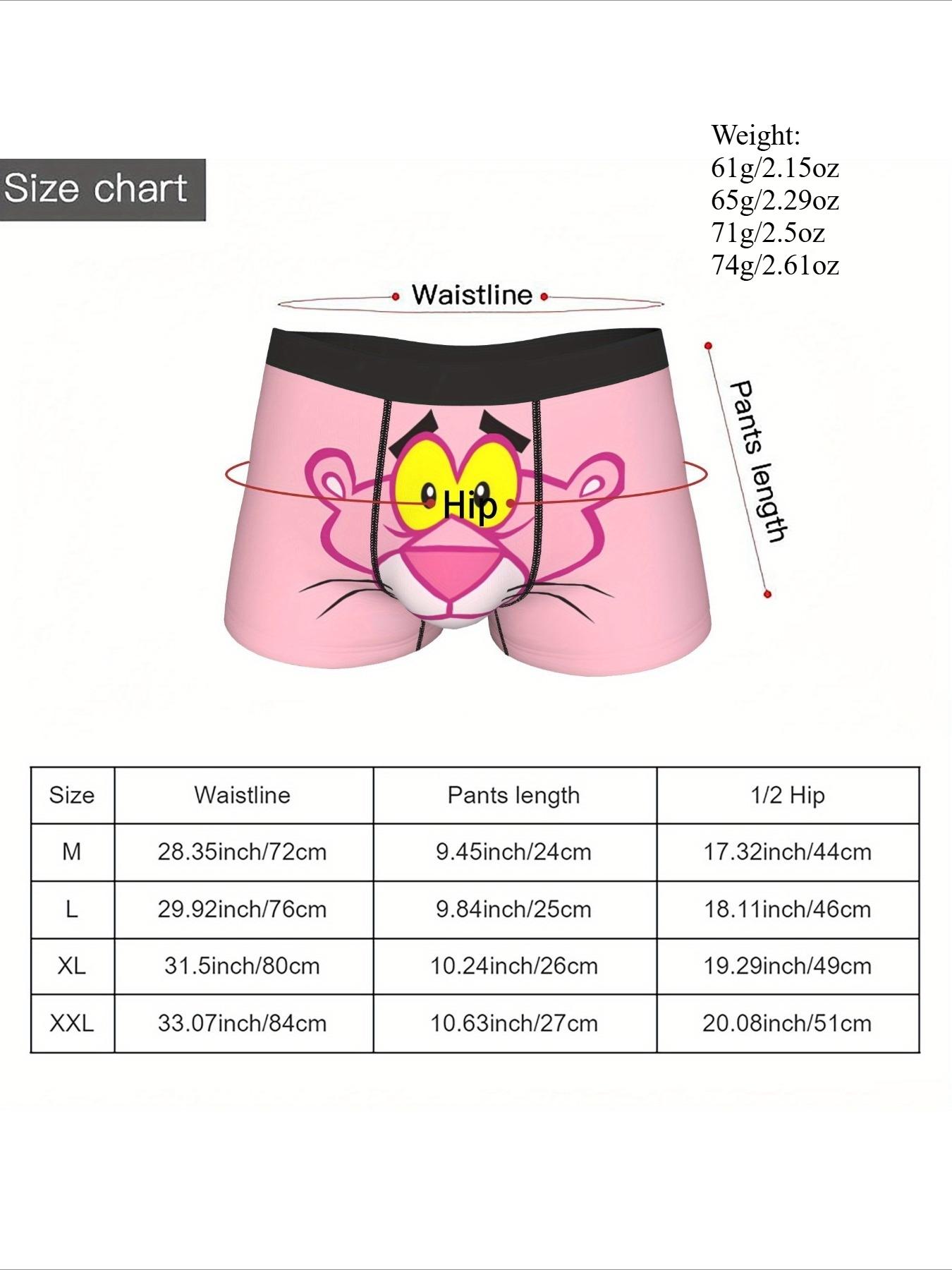 Funny Pink Leopard Cartoon Boxers, Retro 60s Big Cat Face, Naughty Gag Gift for Him, Boxer Shorts