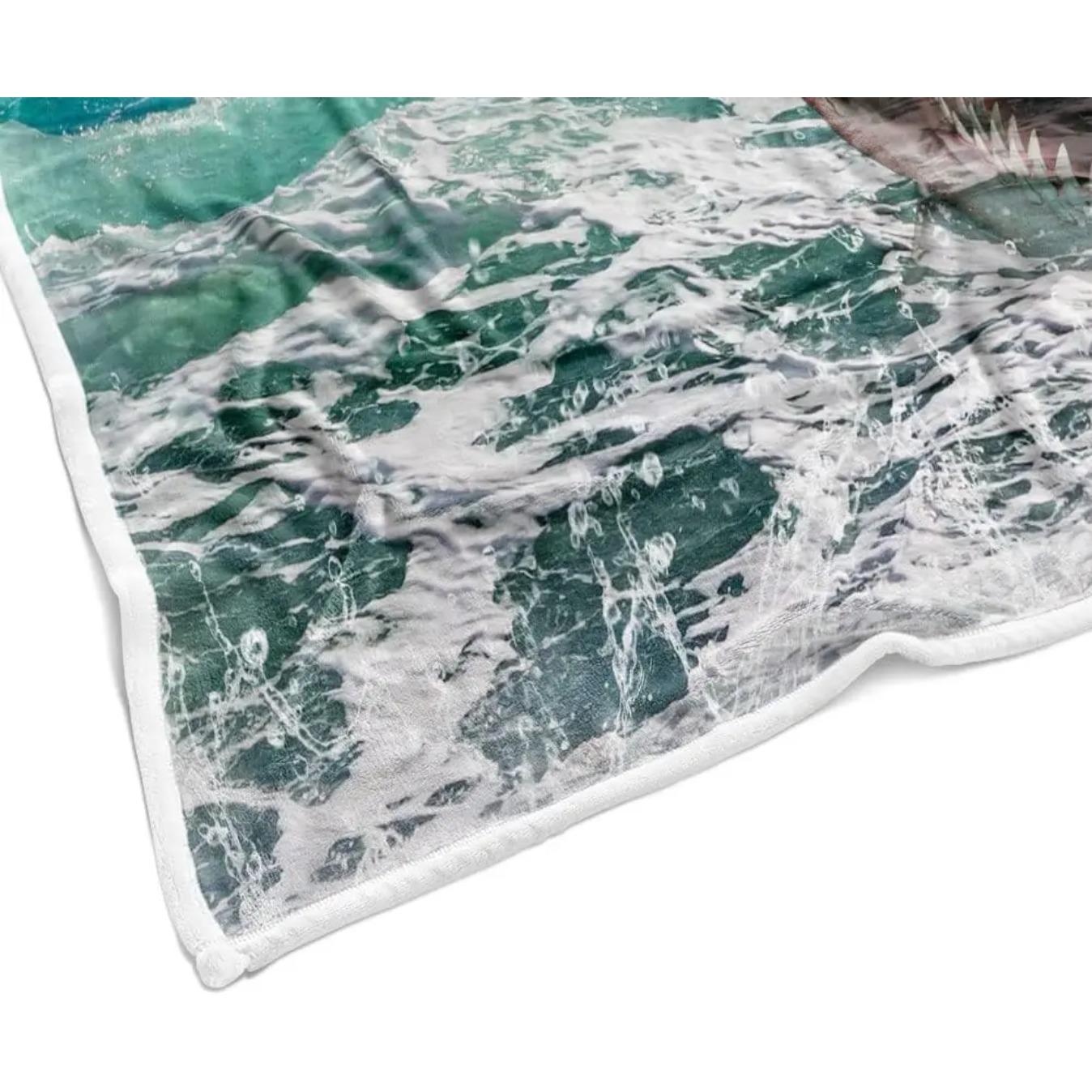 FFunny Cat Throw Blanket for Kids Farmhouse Cool Cat Riding Shark on Blue Ocean Fleece Throw Blanket Soft Cozy Lightweight Couch Sofa Bed Blanket, Cute Animal Blanket, TikTok Made Me Buy It, Christmas Birthday Gift, Home Decor Gift for Kids