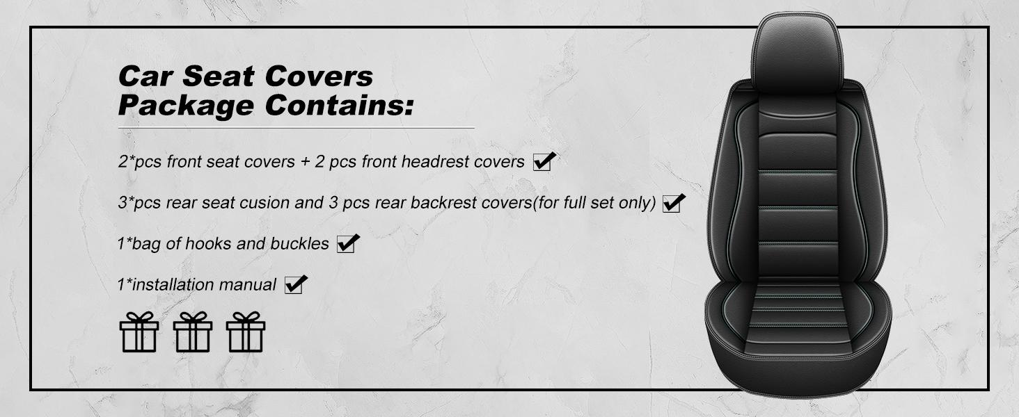 Premium Universal Car Seat Covers,Leather Waterproof , Easy Installation for Most 5-Seat Cars, SUVs, Trucks, and Vans ，Universal For Ford/Chevy/Nissan /Hyundai/Toyota/Kia/Honda/Cadillac /Dodge/Jeep/VW/Mazda/Acura(5-Seat Full Set) Protective Durable