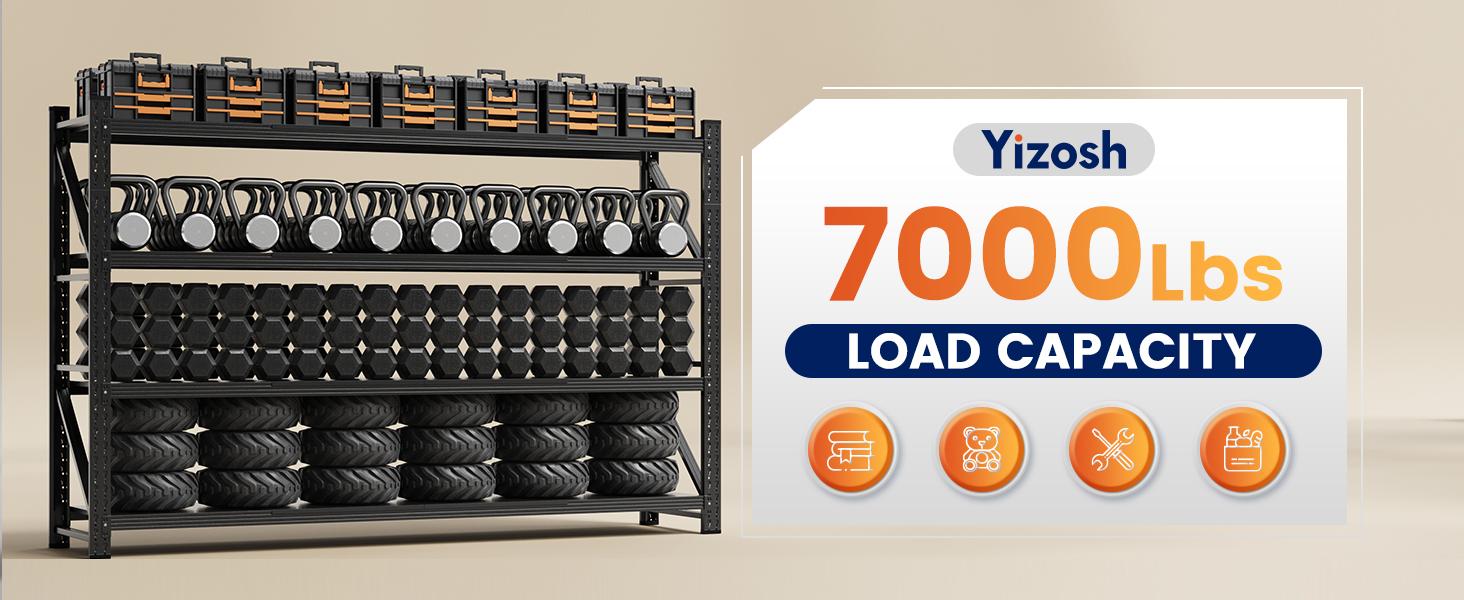 Yizosh 79" W Metal Garage Storage Shelves,Heavy Duty Adjustable Steel Organization Shelving,Utility Rack Shelf,48" W x 24" D x 69" H for Basement,Warehouse,Industrial Yizosh 79" W Metal Garage Storage Shelves,Heavy Duty Adjustable Steel Organization Shelving,Utility Rack Shelf,48" W x 24" D x 69" H for Basement,Warehouse,Industrial