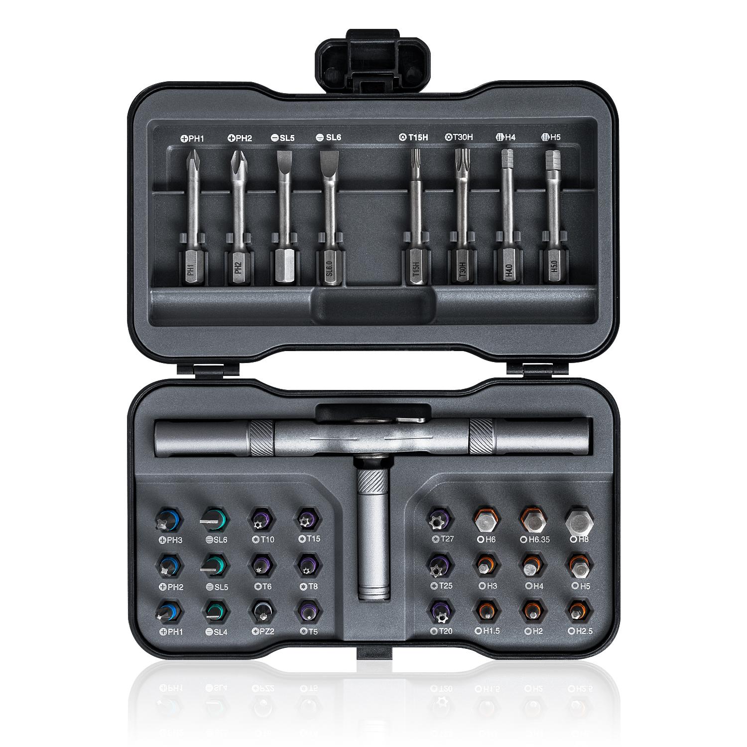 Magnetic Screwdriver Set, Multifunctional Drill Bit Set for Household Repairs, Detachable T-Shaped Ratchet Handle for Easy Use