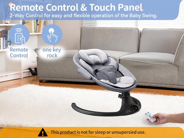 LAREX Baby Swing for Infants | Electric Bouncer for Babies,Portable Swing for Baby Boy Girl,Remote Control Indoor Baby Rocker with 5 Sway Speeds,1 Seat Positions,10 Music and Bluetooth (Black)