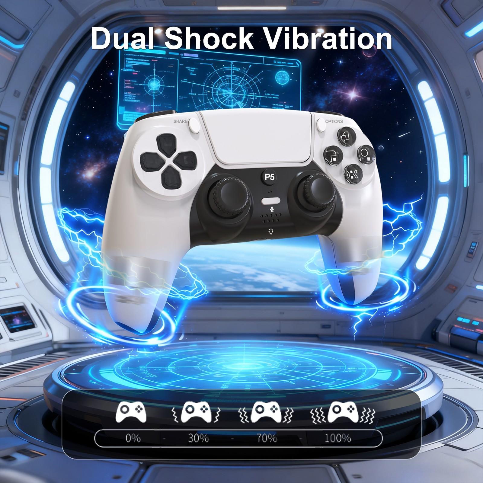 GAMINJA Wireless Controller for P5, Dual Vibration, Six-Axis Gyroscope, Adjustable Mute Switch, 3.5mm Headphone Jack, Game Controller, Wireless Game Controllers