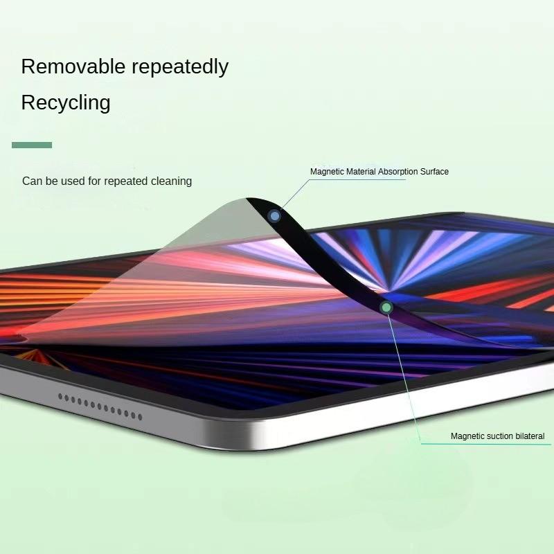Magnetic Screen Protector Film for iPad 10th Gen, 11th Gen, Air 7/6/5/4, Pro 12.9/13 Inch, Anti-Glare, Easy Install, Reusable, Detachable Cleaning