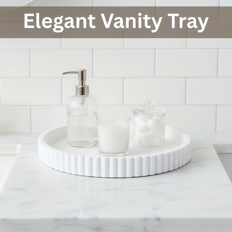 2026 Decorative Coffee Table Tray: White Round Tray, Modern Wave-Shaped Tray, Centerpiece Round Decorative Tray for Decorating Home Living Room, Dining Room, Kitchen Counter, Bathroom, Multipurpose Tray, Christmas Gift, Non-Food Contact