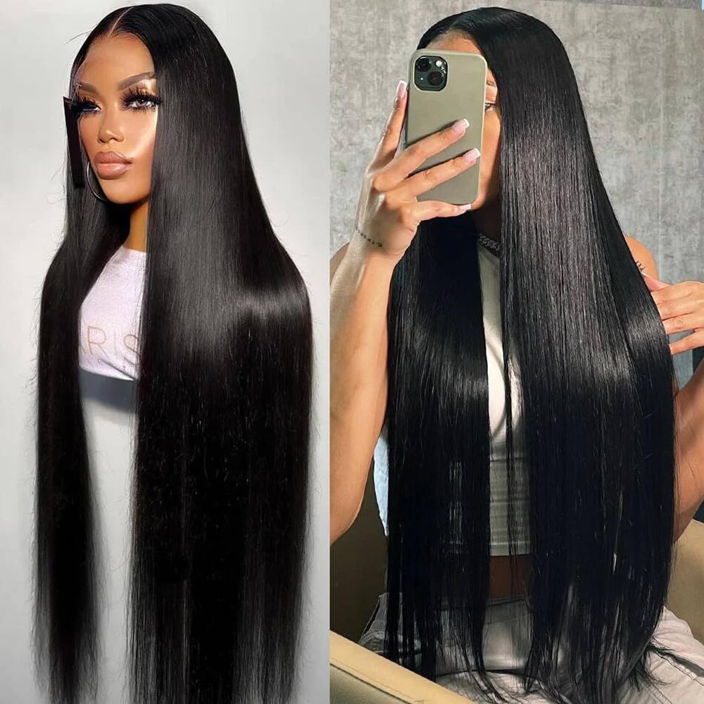 Bling Hair Straight Wig 13x4 13x6 Hd Lace Front Wigs Real Human Hair for Women Pre Plucked Natural Hairline Transparent Lace Frontal Wig 12-36 Inch 180% Density