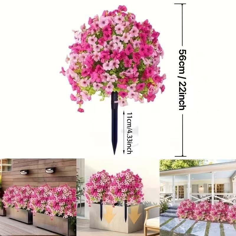 2 sets, high-quality outdoor simulation green tree belt ground stake straight plug flower, anti-ultraviolet plastic material, including ground stake bracket - suitable for garden, terrace, four-season decoration, Artificial Outdoor Flowers
