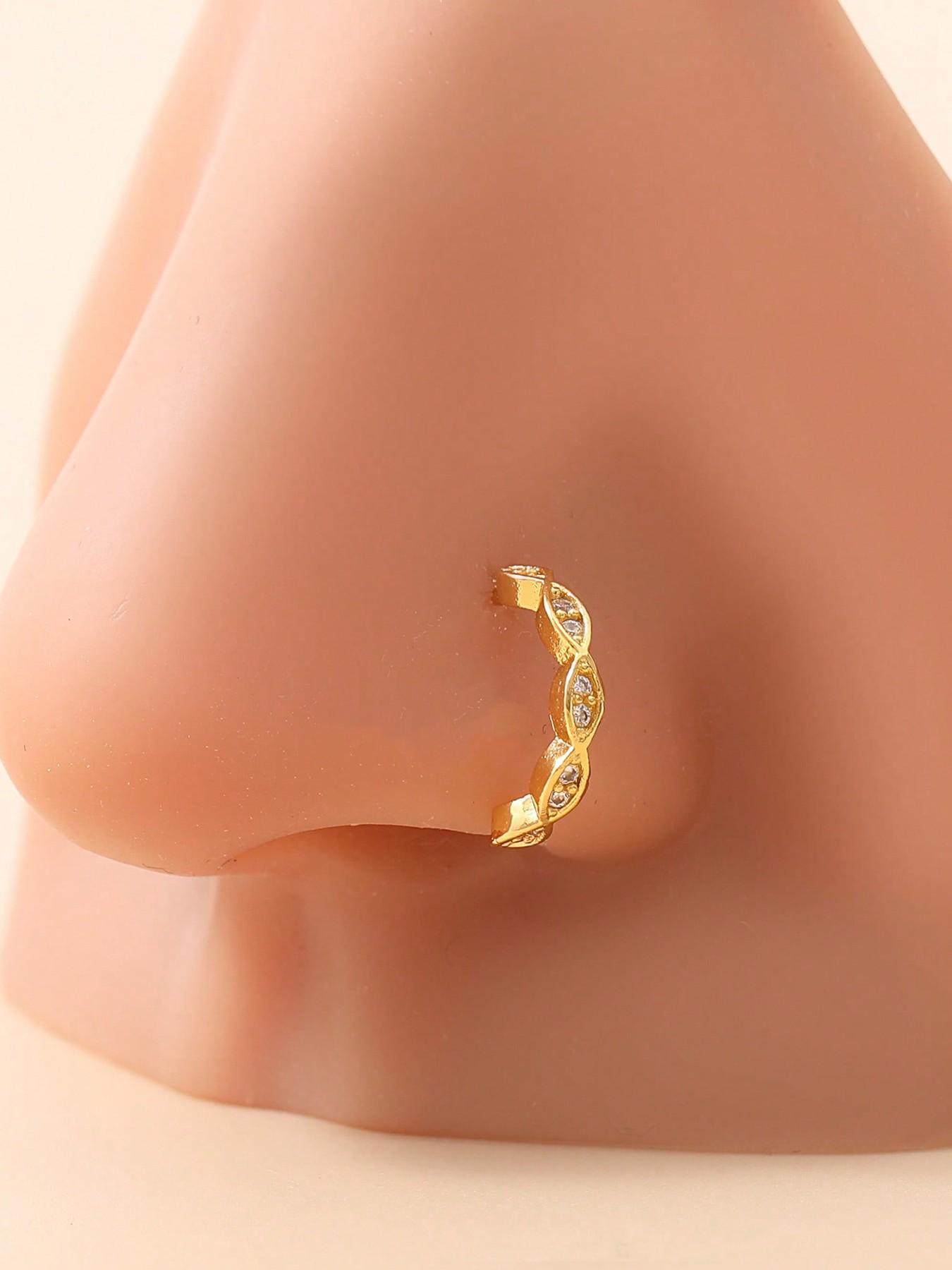 4pcs Minimalist Fashion Nose Rings & Studs for Women, Copper Alloy Plum Blossom Design, Casual Style, All Seasons, Party Gift