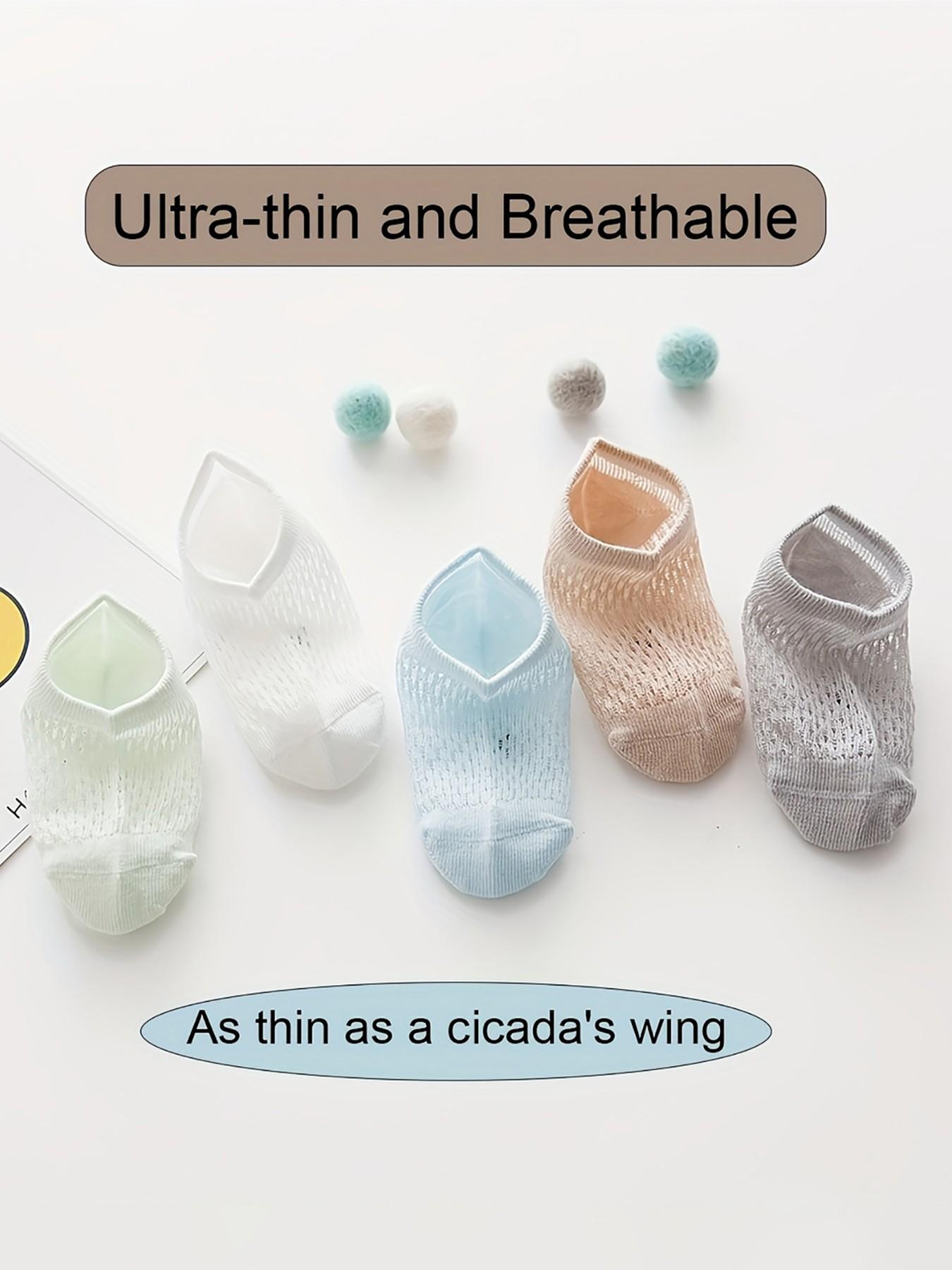 5 Pairs of Kids Mesh Breathable Fashion Boat Socks, Comfortable Cute Style for Spring & Summer Outdoor Wear