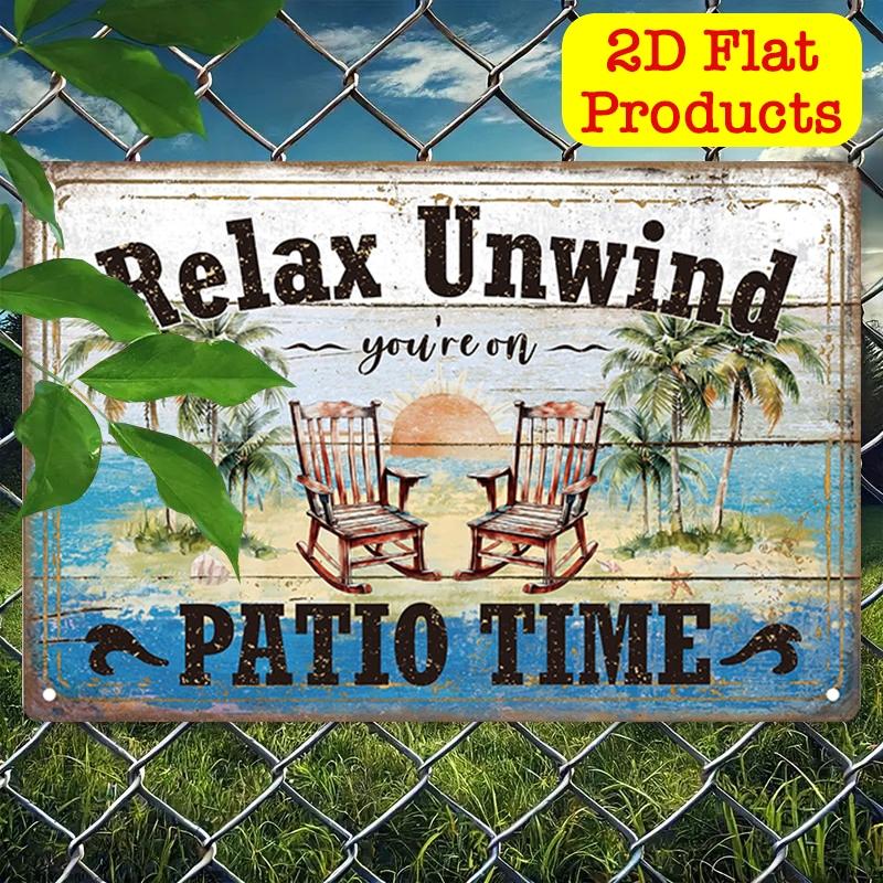 1 Piece Garden Time Poster Aluminum Sign, Cozy Cottage Metal Wall Art Print, Relaxing Aluminum Board Sign, Rural Mountain View Decor, 20x30 Cm