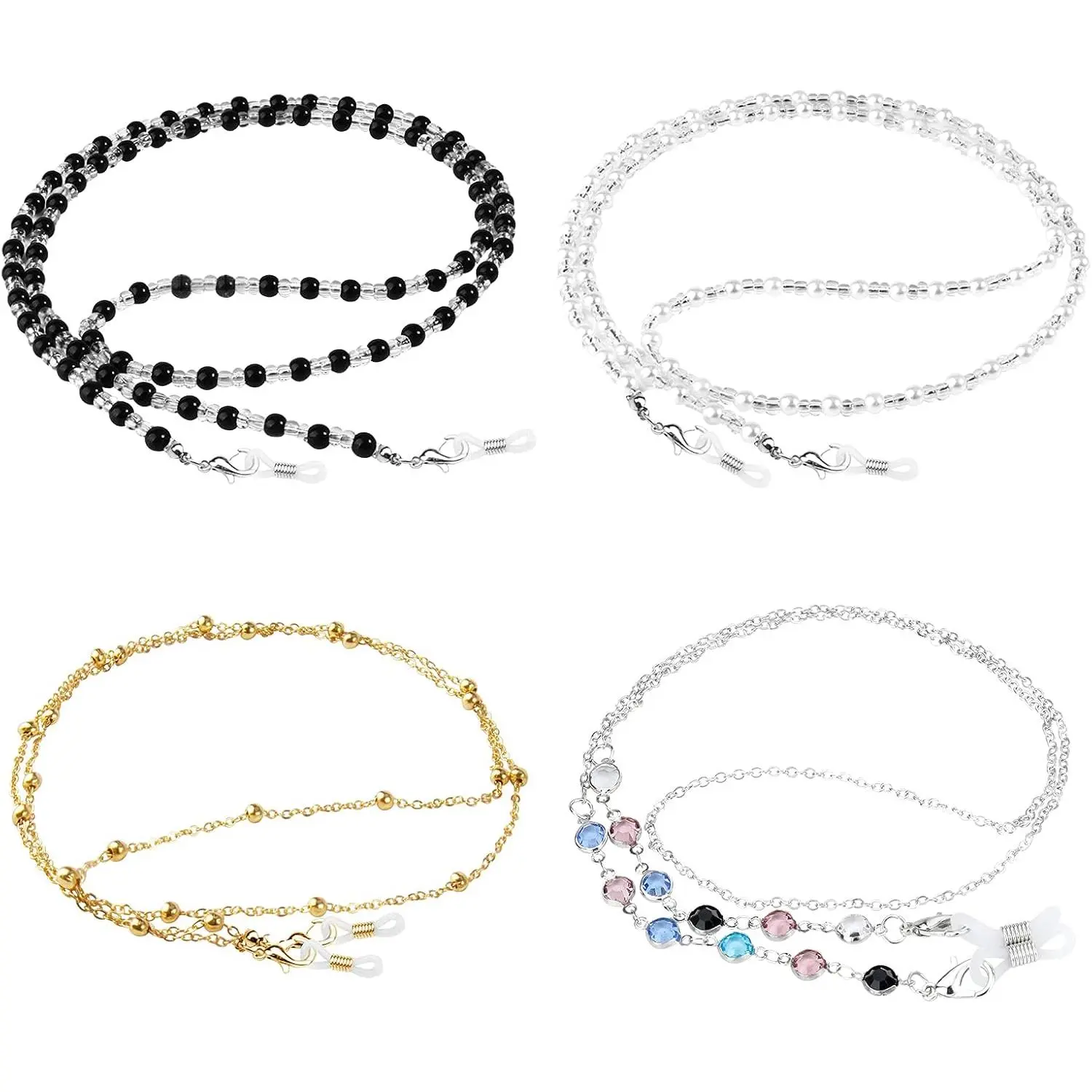 Women's Eyeglass Chains (4-10 Pcs) - Everyday Wear Eyeglasses Holder Strap, Eyewear Cord Lanyard Gift