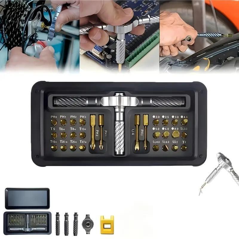 30-In-1 Multi-Function Ratchet Screwdriver Set, Hex Key Coverage, Ideal for Daily Repairs, Comprehensive Tool Kit for Home Use