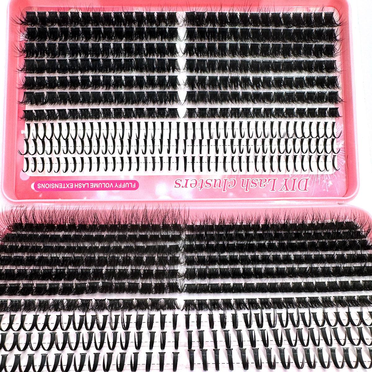 200D/150D/120D/100D/80D/60D/50DUniversal Eyelash Bundles 5-In-1 Set, Long 8-16mm Lashes for DIY Extensions, Perfect for Daily Makeup & Cosplay Events，suitable for daily life&weddings&dates&parties&music festivals&Halloween use, Lashes Clusters Kit