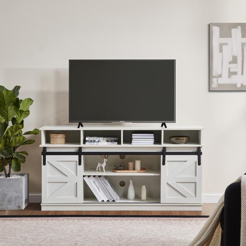 【TikTokShopBlackFriday】【Clearance】58" Farmhouse TV Stand and Entertainment Center for 65 Inch TVs, Rustic Media Console with Sliding Barn Doors, Storage Cabinets and Cable Management for Living Room Bedroom