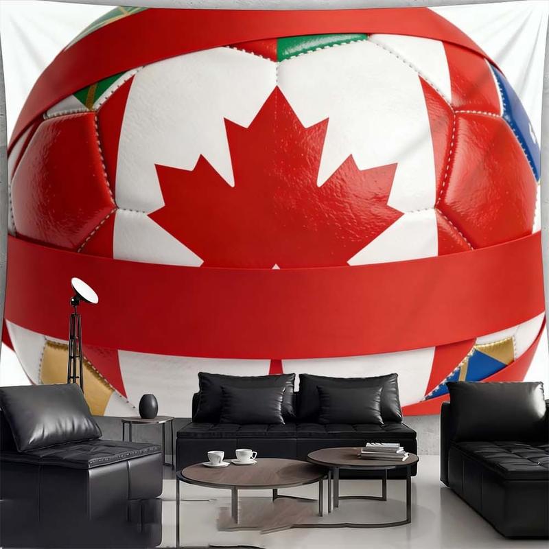 1 pc microfiber FIFA World Cup Canada Flag Soccer Ball Tapestry Wall Hanging Living Room Bedroom Holiday Decor Ornament Tapestry Background Cloth Hanging Cloth Wall Cloth Decorative Cloth
