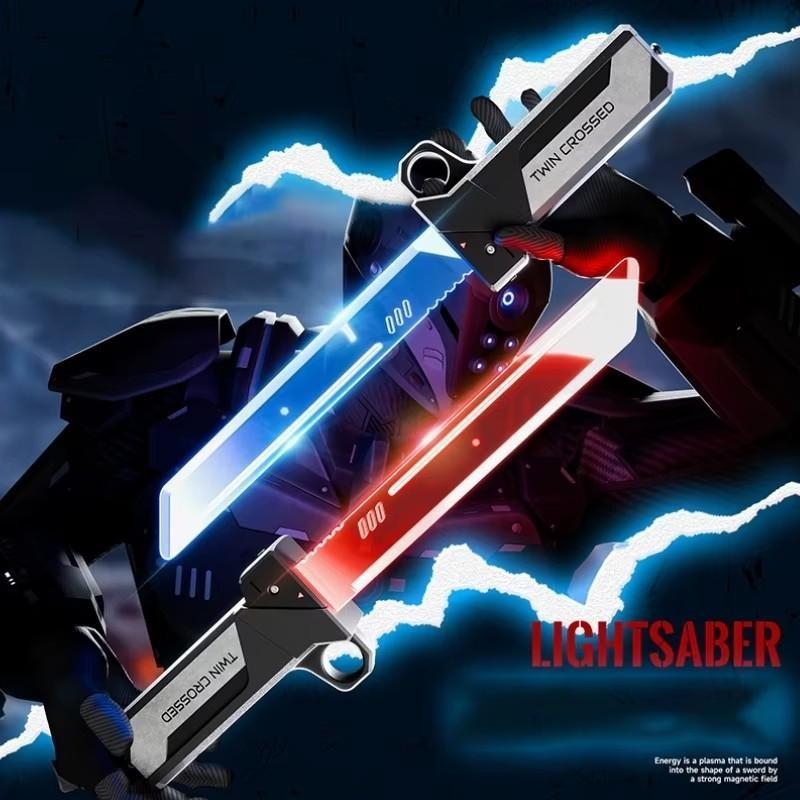 Double-Headed Lightsaber, 360° Rotating, Extendable Laser Sword, 7 ...