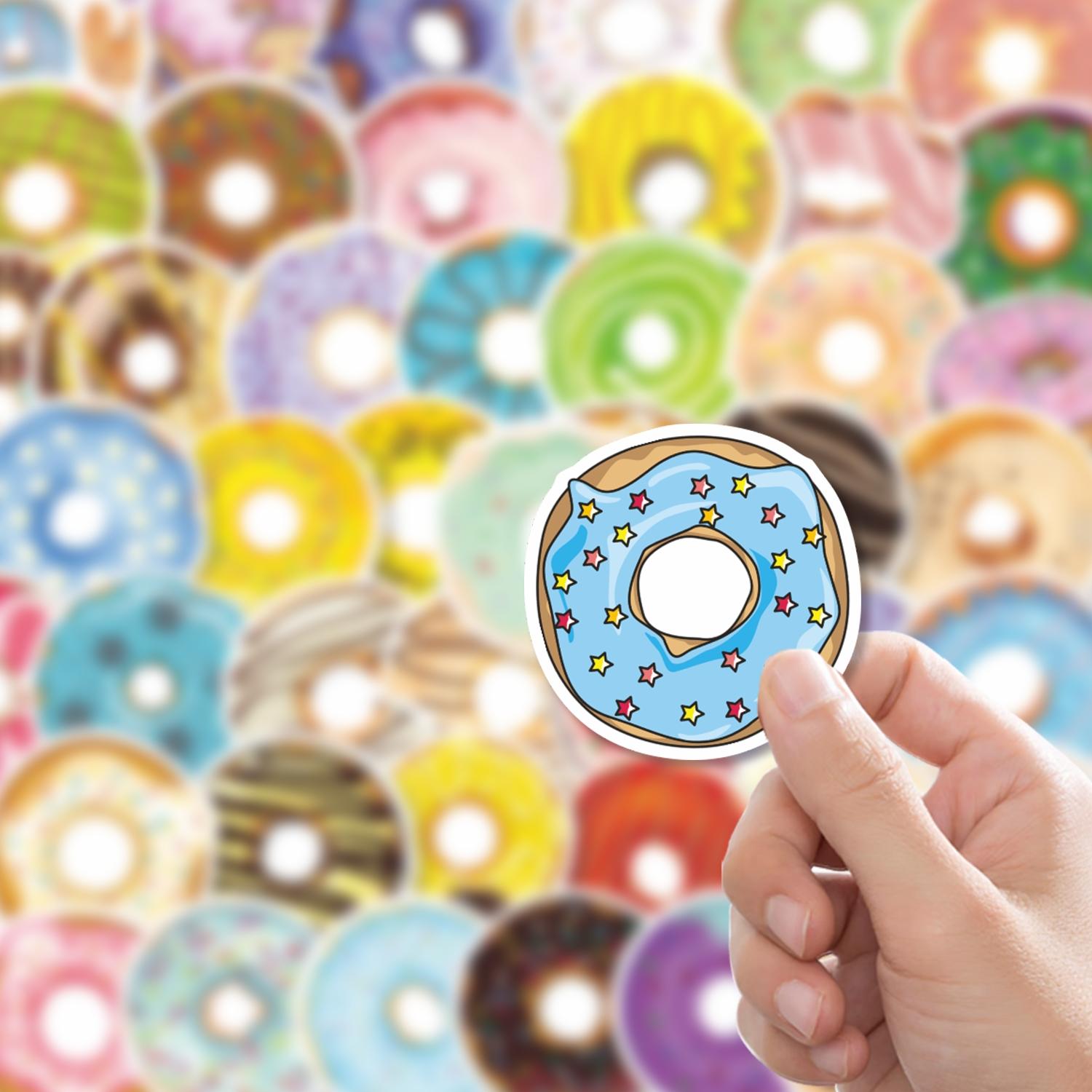 50pcs Colorful Donut Cute Stickers Pack, Waterproof Sweet Dessert ...