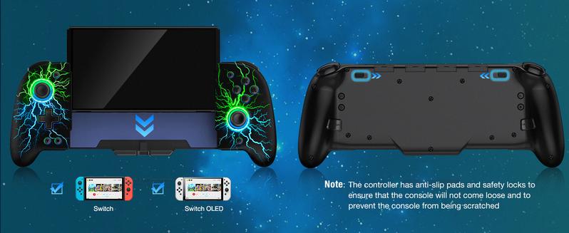 Hall Effect Joystick Switch-Controller for Nintendo Switch/OLED,One-Piece-Joypad-Controller Replacement for Wireless Switch Joycon Controller with 9 Color Lights, Ergonomic Handheld Mode/Programmable