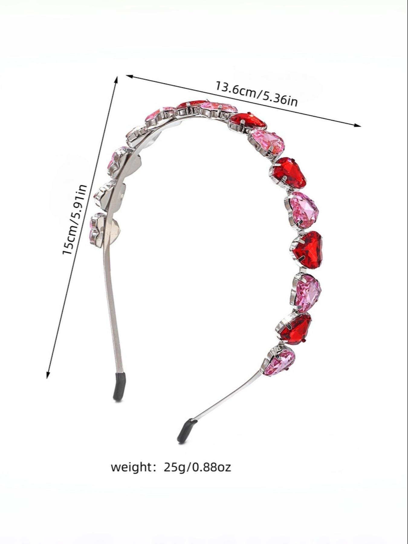 Heart Gemstone Rhinestone Headband for Women - Sparkling Valentine's Day, Mother's Day & Christmas Gift, Bridal Party Hair Accessory, TikTok Viral Coquette & Fairycore Aesthetic, Elegant Date Night and Daily Wear Hairband