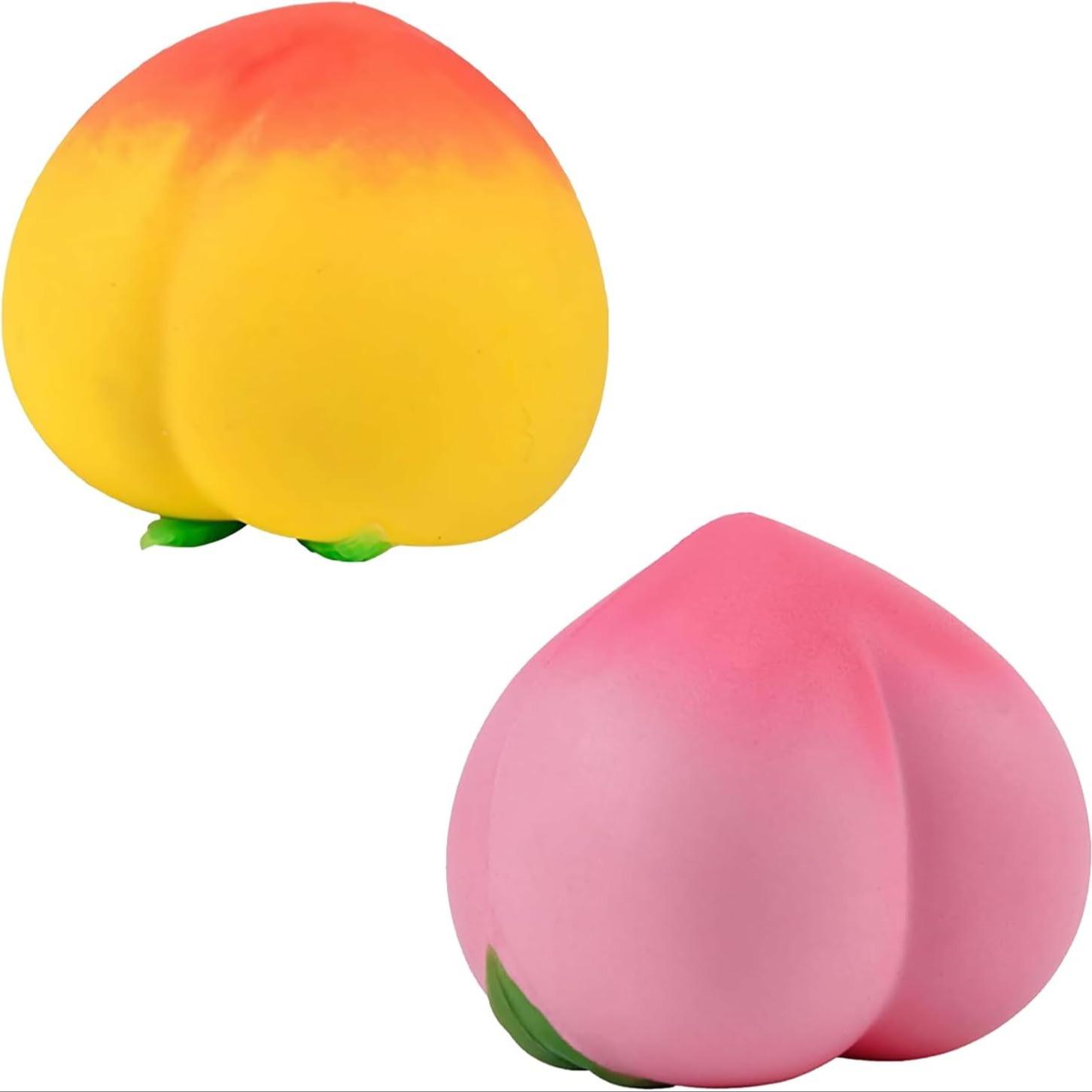 2PCS Peach Squishies Slow Rising Stress Relief Toy, Realistic Peach Shaped Fruit Squeezable Balls, Big Squeezable Peaches, Soft Flexible Fidget Toys Decompression Gift for Adults