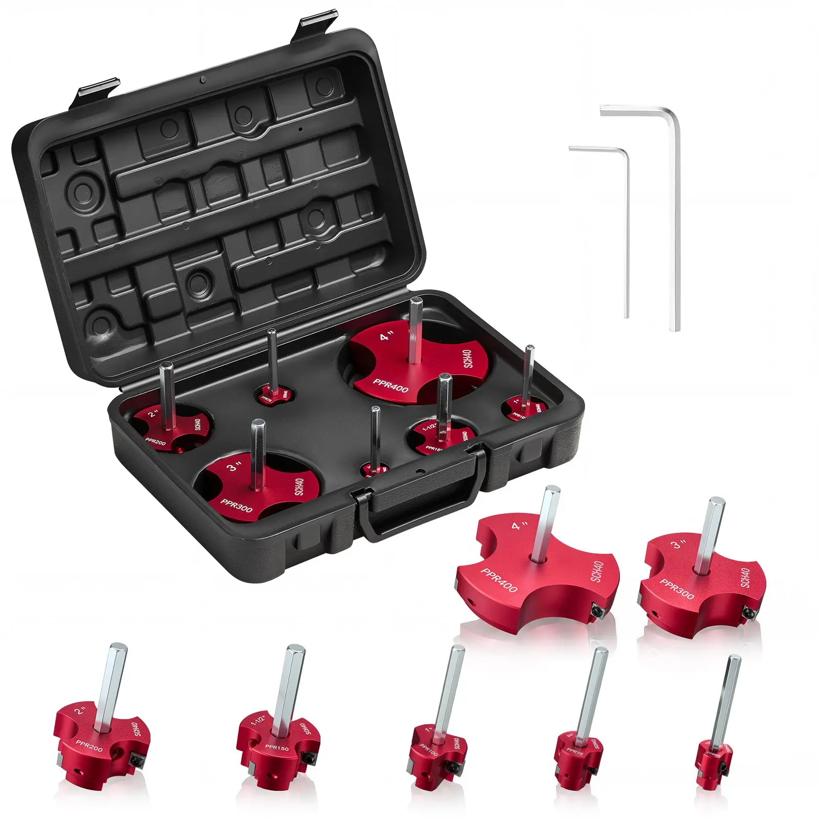 【toolupgrade】VEVOR 7-Pieces PVC Pipe Reamer Kit, 3-Blade Fitting Socket Saver with 3/4", 1", 1-1/2", 2", 3", 4" Sizes, Fits Standard 1/2" Drills, Plumbing Tool for SCH40 ABS CPVC Vent Drain Pipes