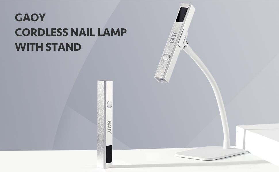 GAOY Cordless Nail Lamp with Stand, Mini Handheld UV Light with LCD Display for Gel Nails, Rechargeable USB Nail Dryer for Fast Curing